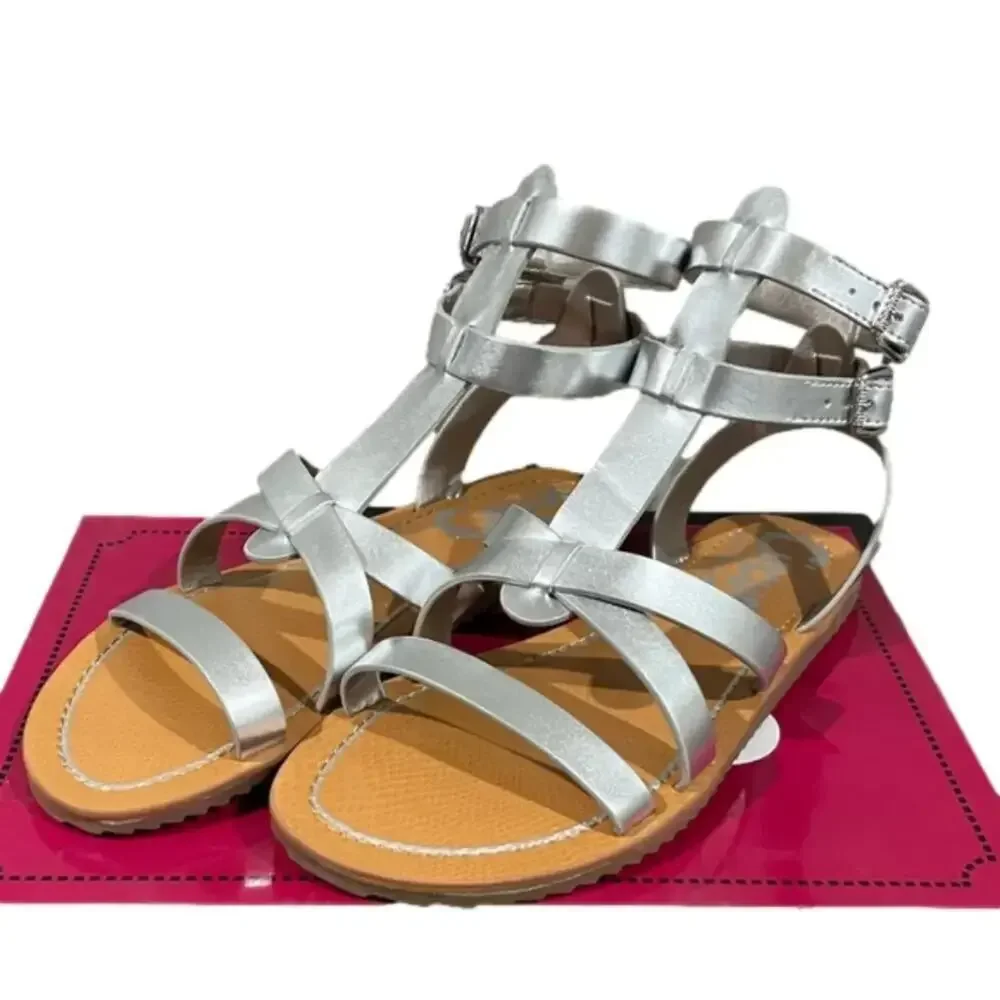 Sam Edelman Selma Gladiator Strappy Silver Sandals Size 6.5 NIB